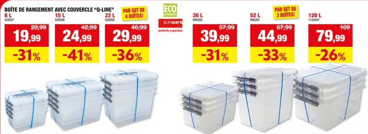 Offre: Sunware Q-Line boàte de rangement 52l transparent 3 pièces