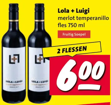 Aanbieding: Lola + Luigi Merlot temperanillo