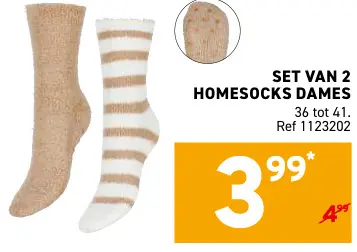 Promotie: Set van 2 homesocks dames