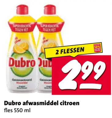 Aanbieding: Dubro afwasmiddel citroen