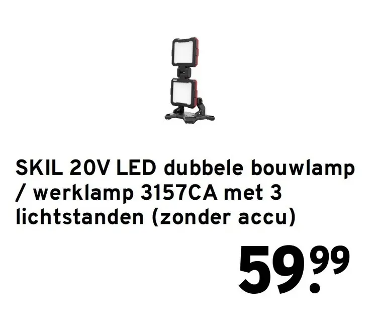 Aanbieding: SKIL 20V LED dubbele bouwlamp / werklamp 3157