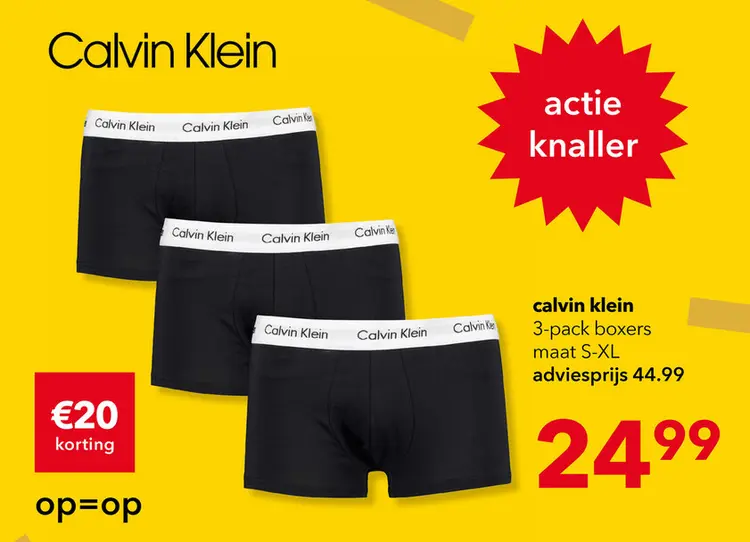 Aanbieding: Calvin Klein low rise trunk boxershorts 3-pack zwart