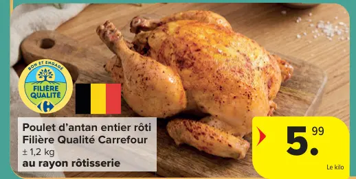 Offre: Poulet d'antan entier rôti