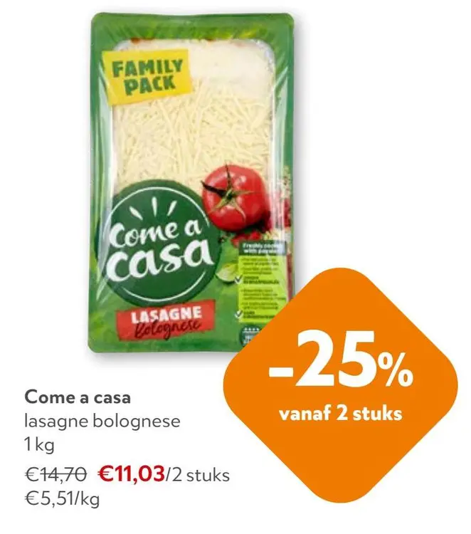 Aanbieding: lasagne bolognese
