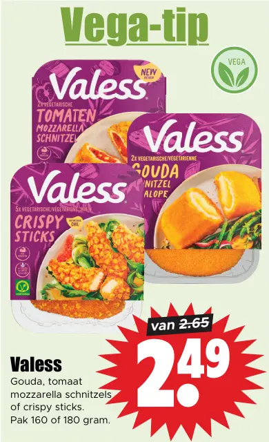 Aanbieding: Gouda, tomaat mozzarella schnitzels of crispy sticks