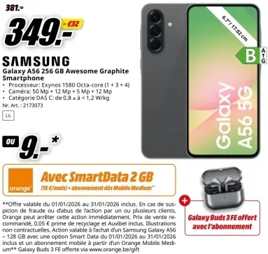 Offre: Galaxy A56 256 GB Awesome Graphite Smartphone