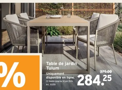 Offre: Table de jardin Tulum