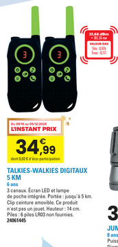 Offre: TALKIES-WALKIES DIGITAUX 5 KM