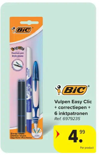 Promotie: Vulpen Easy Clic + correctiepen + 6 inktpatronen