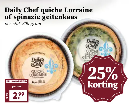 Aanbieding: Quiche Lorraine of spinazie geitenkaas
