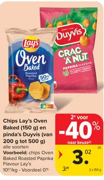 Aanbieding: Chips Lay's Oven Baked en pinda's Duyvis