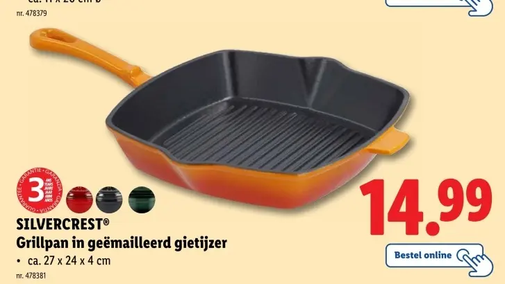 Aanbieding: Grillpan in geëmailleerd gietijzer