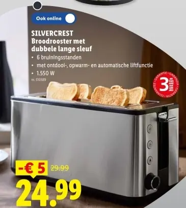 Promotie: Broodrooster met dubbele lange sleuf