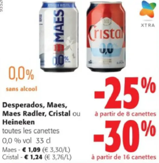Offre: Desperados, Maes, Maes Radler, Cristal ou Heineken toutes les canettes 0,0%