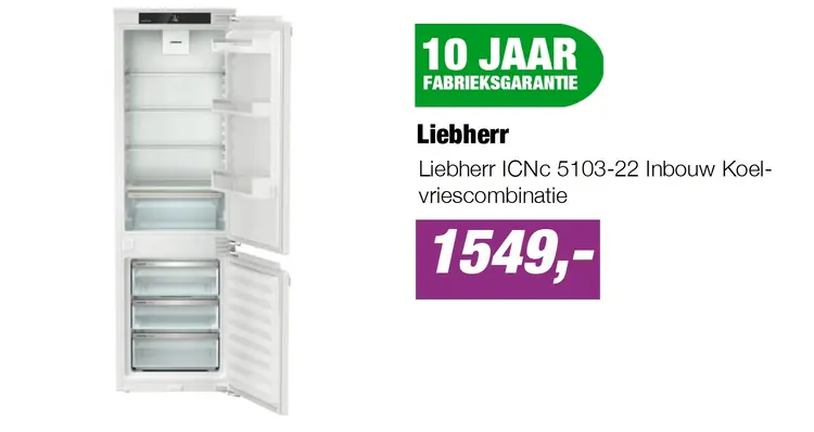 Aanbieding: Liebherr ICNc 5103-22 Inbouw Koel-vriescombinatie