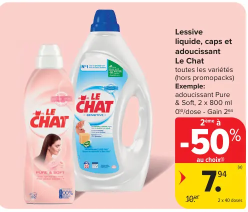 Offre: Lessive liquide, caps et adoucissant