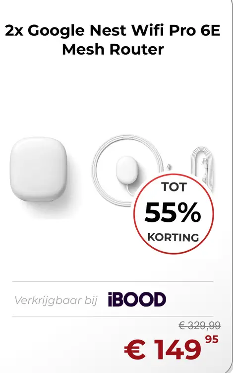 Aanbieding: Google Nest Wifi Pro 6E Mesh Router