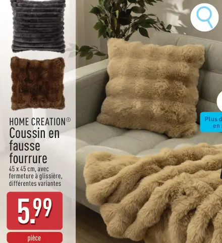 Offre: Coussin en fausse fourrure
