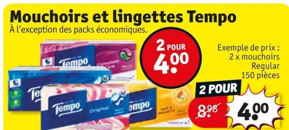 Offre: Mouchoirs et lingettes