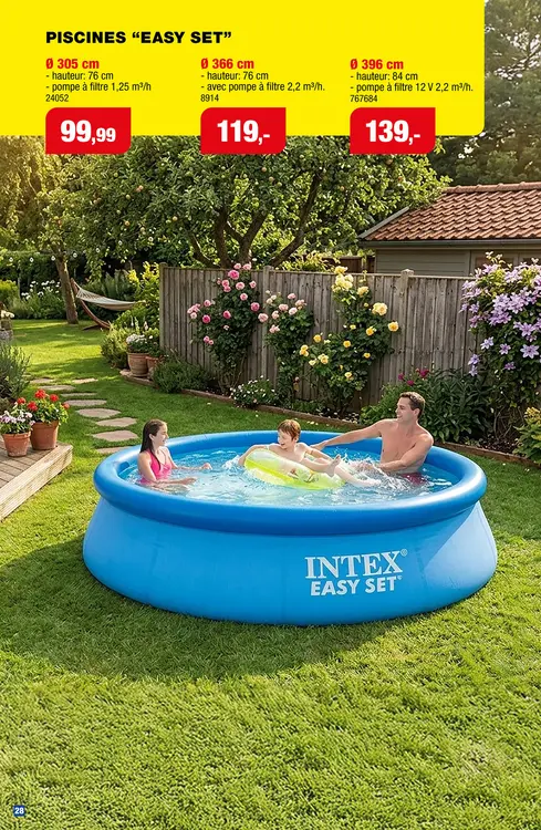 Offre: Intex Easy Set piscine 396x84 cm + pompe