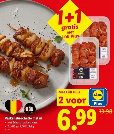 Promotie: Varkensbrochette met ui