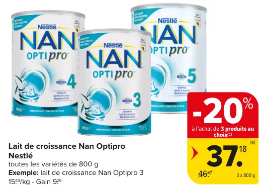 Offre: Lait de croissance Nan Optipro