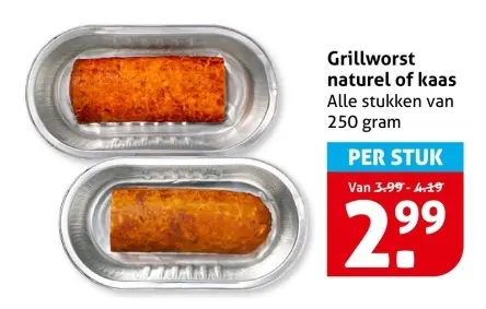 Aanbieding: Grillworst naturel of kaas