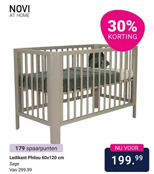 Aanbieding: Ledikant Novi at Home® Philou (Ronde Hoek) 60x120 Sage