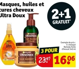 Offre: Masques, huiles et cures cheveux Ultra Doux