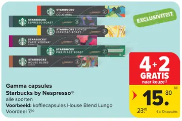 Aanbieding: Gamma capsules Starbucks by Nespresso