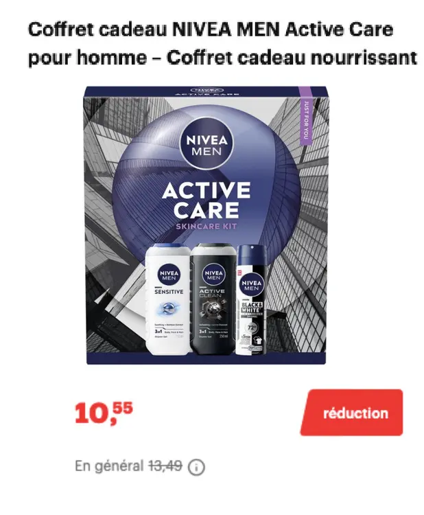 Offre: Coffret cadeau NIVEA MEN Active Care pour homme