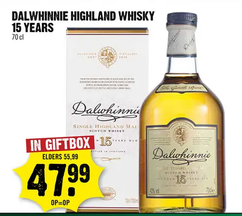 Aanbieding: Dalwhinnie Single Malt 15 Years Whisky 70 cl