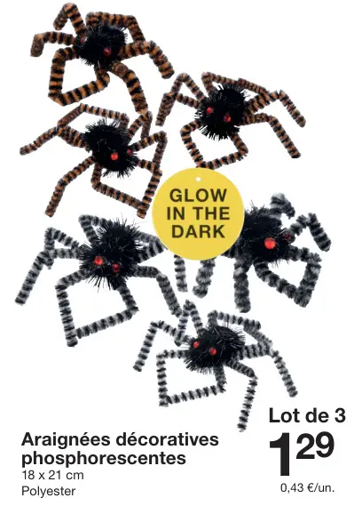 Offre: Araignées décoratives phosphorescentes