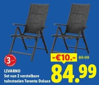 Aanbieding: Set van 2 verstelbare tuinstoelen Toronto Deluxe