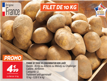 Offre: POMME DE TERRE DE CONSOMMATION NON LAVÉE