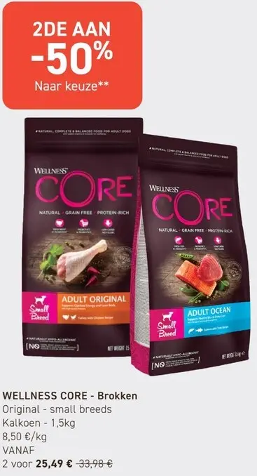 Promotie: Wellness Core - Brokken Original - small breeds Kalkoen