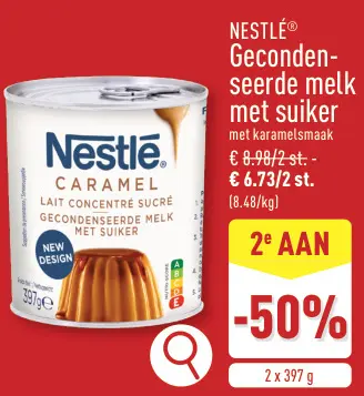 Promotie: Gecondenseerde melk met suiker met karamelsmaak