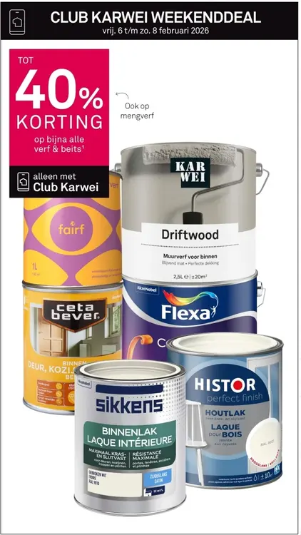 Aanbieding: Tot 40% korting op bijna alle verf en beits