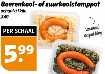 Aanbieding: Boerenkool- of zuurkoolstamppot