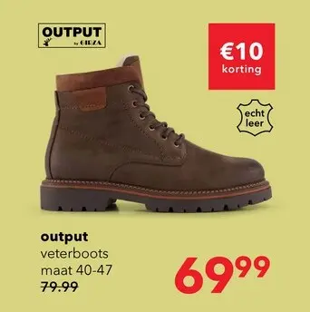 Aanbieding: Output leren heren veterboots bruin
