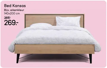 Aanbieding: Bed Kansas - eikenkleur - 140x200 cm