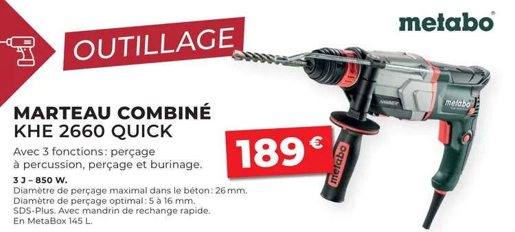 Offre: Marteau combiné khe 2660 quick