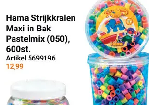 Aanbieding: Hama Strijkkralen Maxi in Bak - Pastelmix (050), 600st.