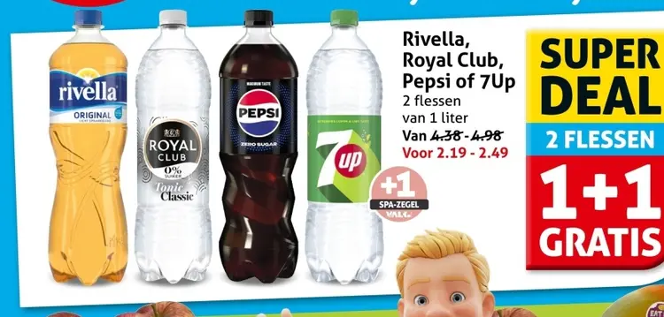 Aanbieding: Rivella, Royal Club, Pepsi of 7Up
