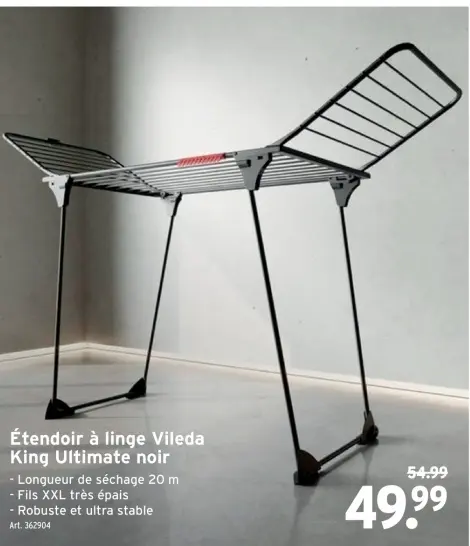 Offre: Étendoir à linge Vileda King Ultimate noir