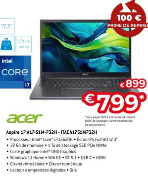 Offre: Aspire 17 A17-51M-732H - ITACA1751M732H