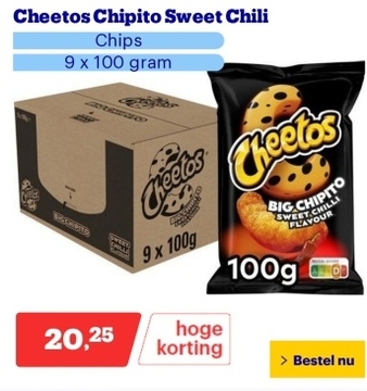 Aanbieding: Cheetos Chipito Sweet Chili - Chips - 9 x 100 gram