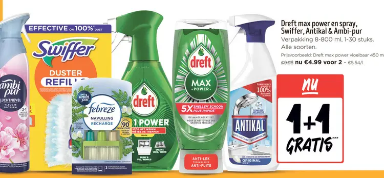 Promotie: Dreft max power en spray, Swiffer, Antikal & Ambi-Pur