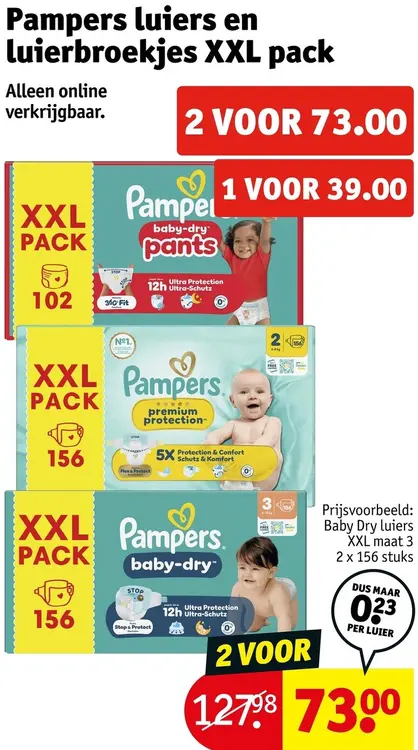 Aanbieding: Luiers en luierbroekjes XXL pack