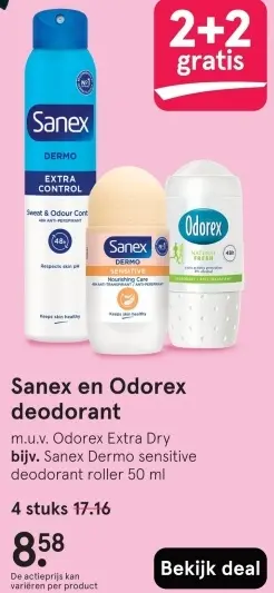 Aanbieding: Sanex en Odorex deodorant